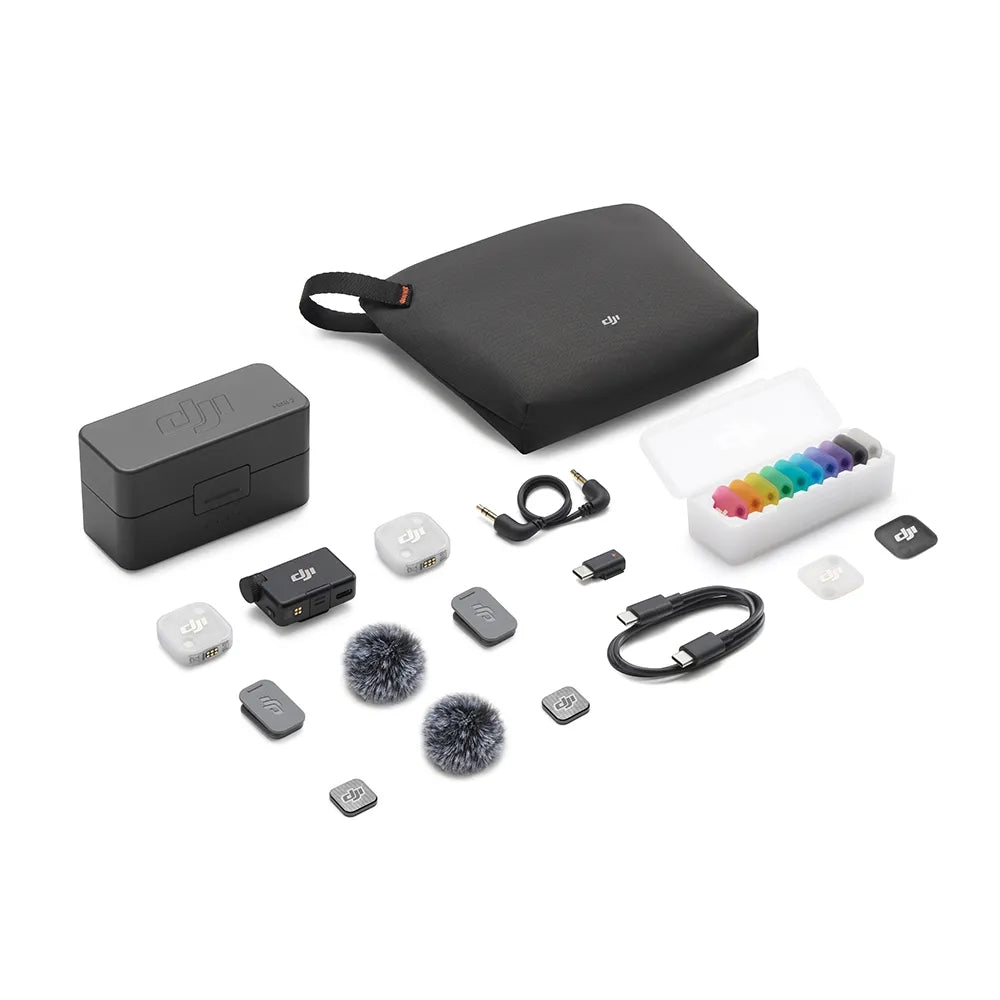 Microfone DJI Mic Mini 2 (2 TX Microfone + 1 RX Receptor + 1 Case de carregamento) BR DJI143