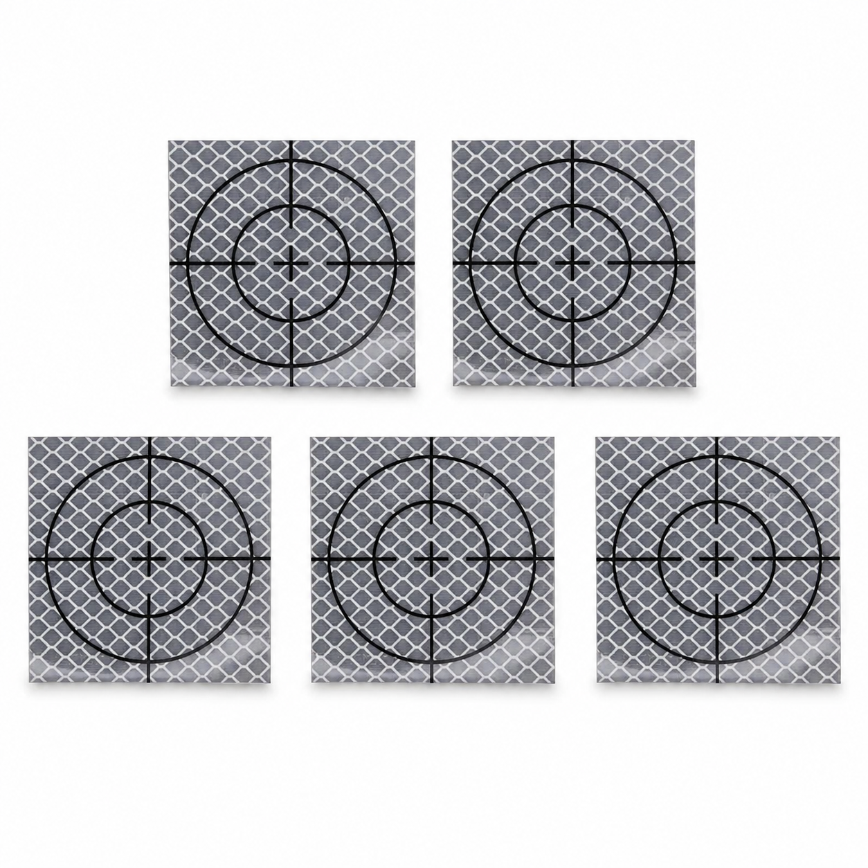 Kit 5 unidades Alvo Refletivo para Topografia 60×60mm, Grau Diamante, Cor Branca