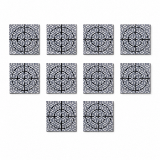 Kit 10 unidades Alvo Refletivo para Topografia 60×60mm, Grau Diamante, Cor Branca