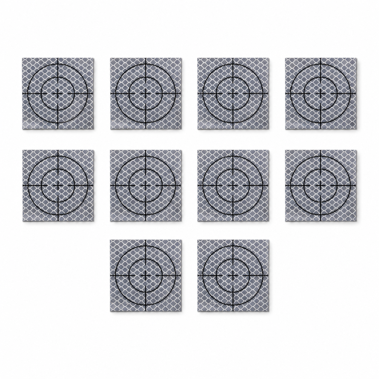 Kit 10 unidades Alvo Refletivo para Topografia 60×60mm, Grau Diamante, Cor Branca