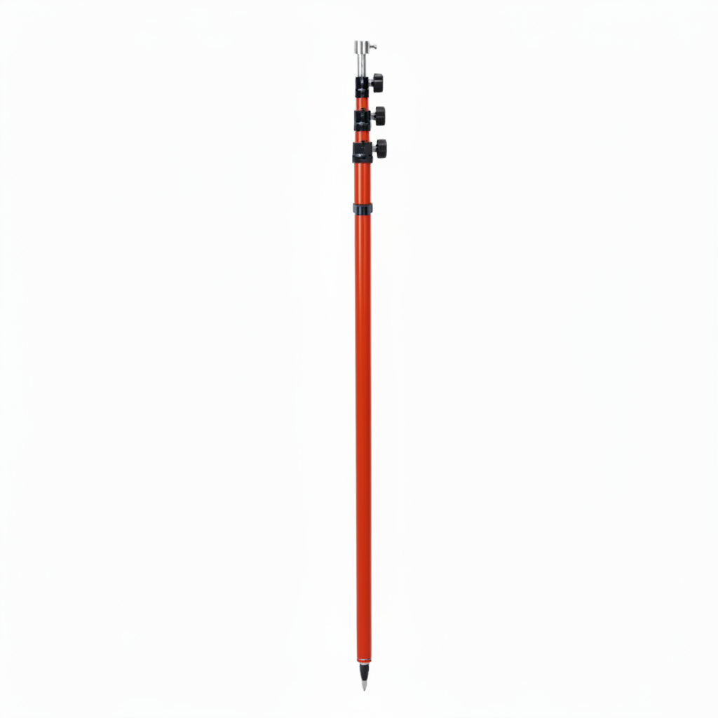 Bastão de Prisma para Topografia Trava de Compressão, Altura 4,60m, Adaptador Duplo, Cor Laranja