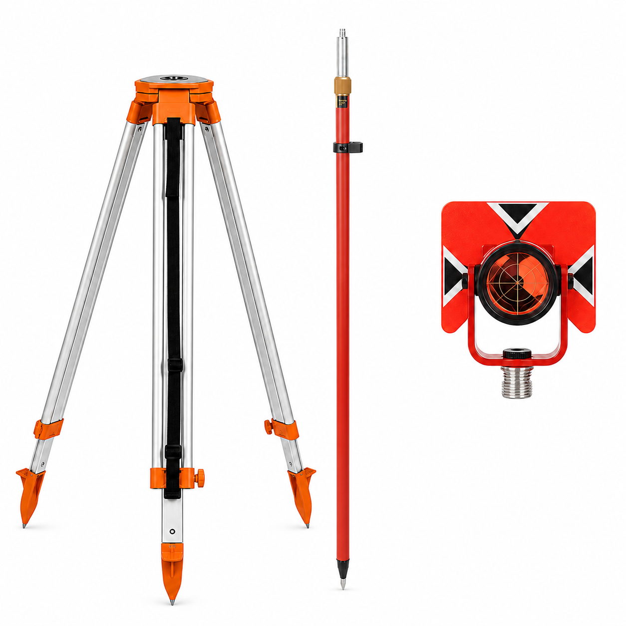 Kit Acessórios para Estação Total Tripé, Bastão 2,60m e Prisma